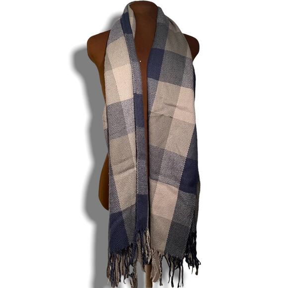 Checkered Blue Scarf - Picture 1 of 3